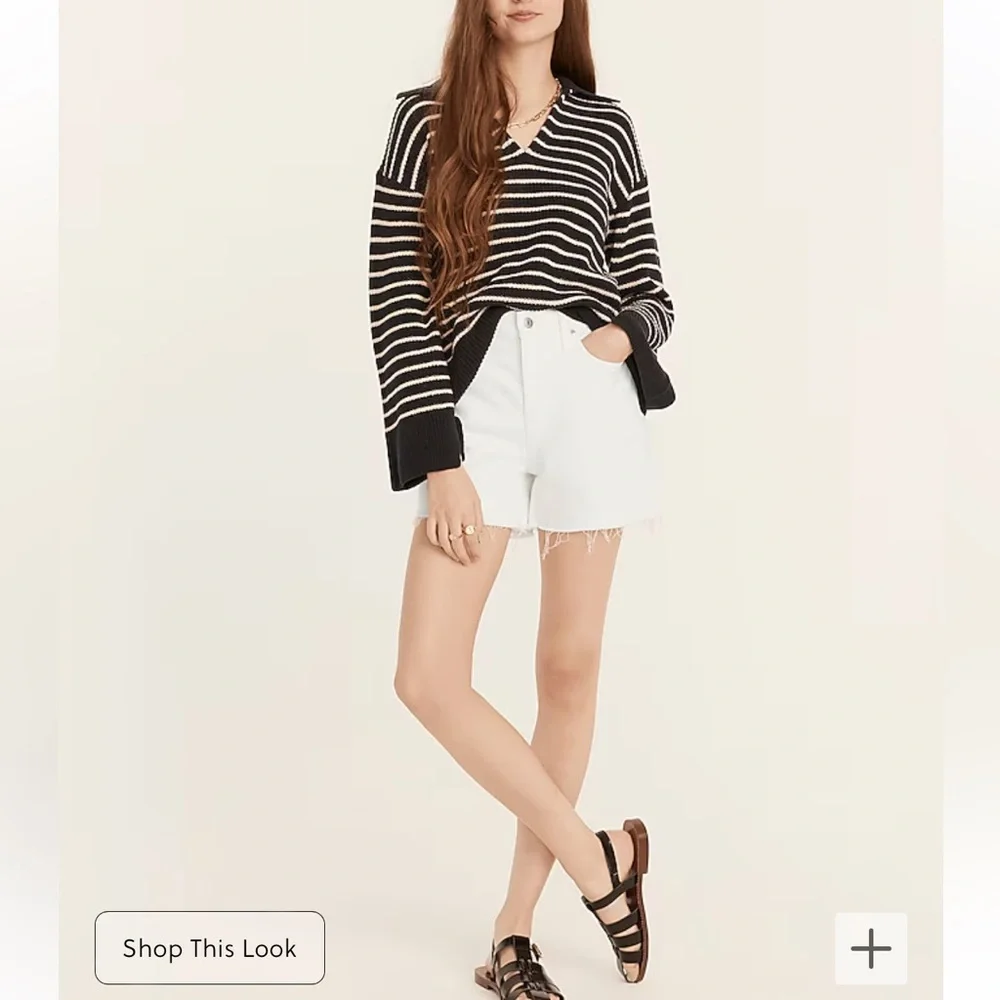 J. Crew High Rise Denim Short White 4” Size 33 BF382 NEW - Picture 3 of 10